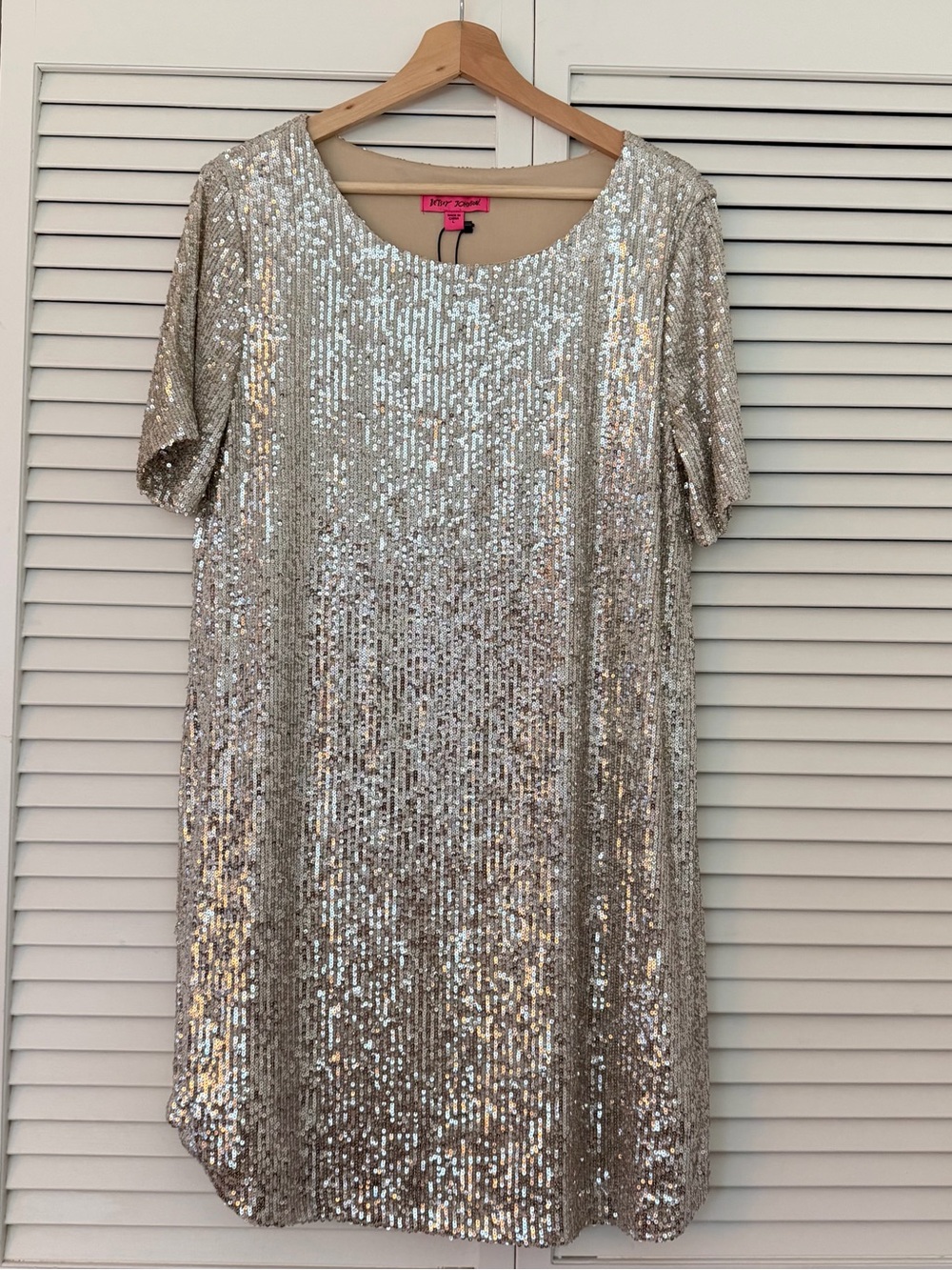 Betsey Johnson Silver Sequin Shift Dress
